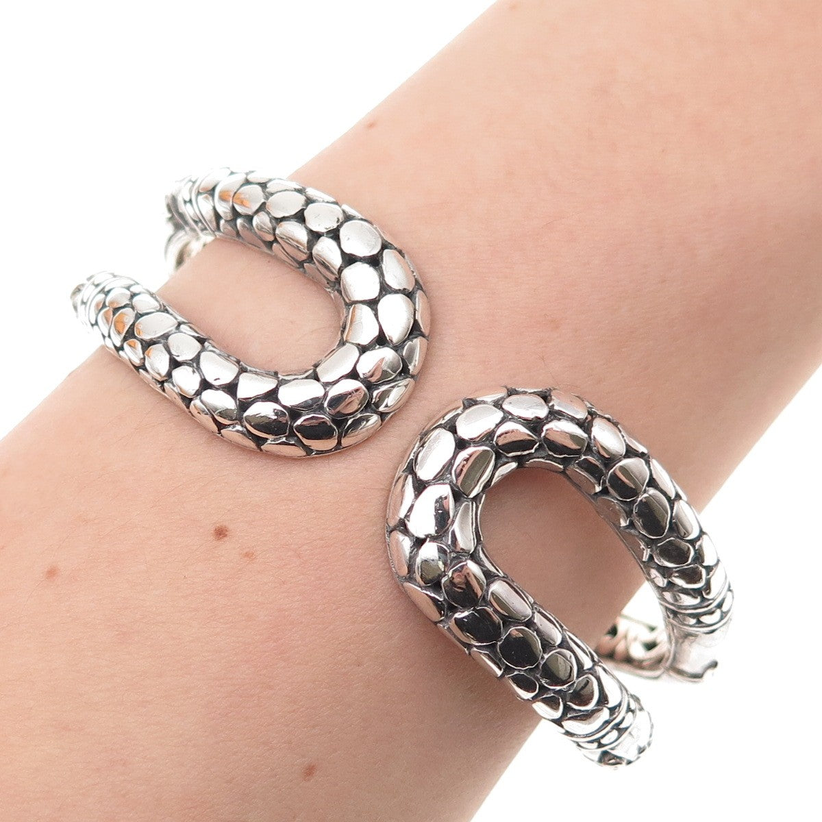 Sarda 925 Sterling Silver Vintage Kali Dotted Bamboo Bracelet 6.75"