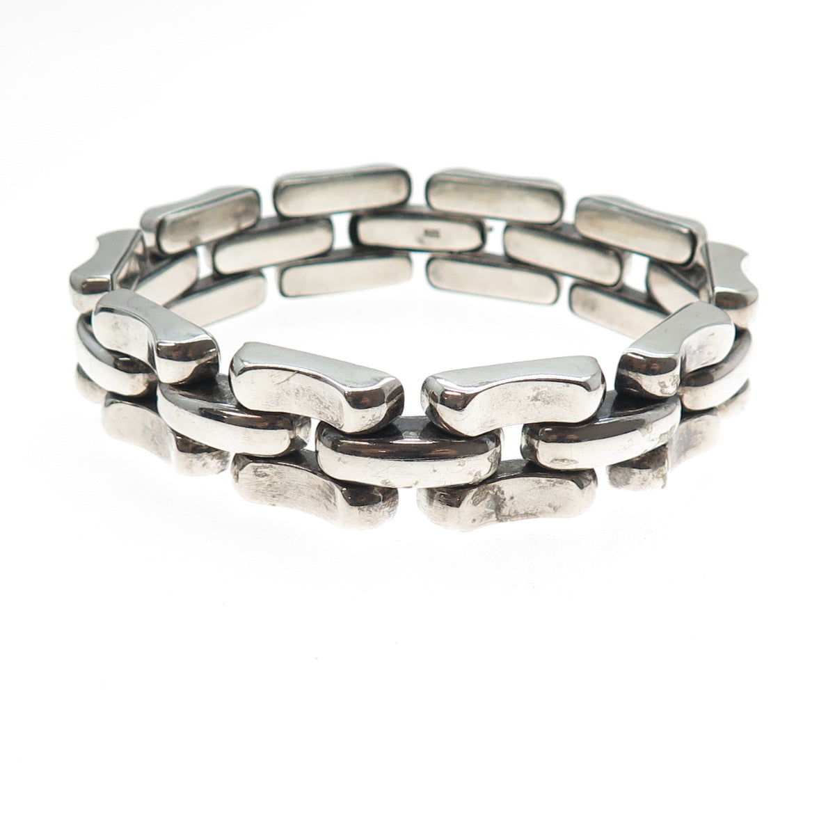 835 Silver Vintage Modernist Panther Link Bracelet 7.25"