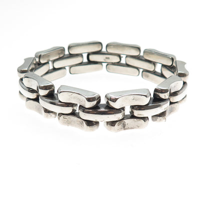 835 Silver Vintage Modernist Panther Link Bracelet 7.25"
