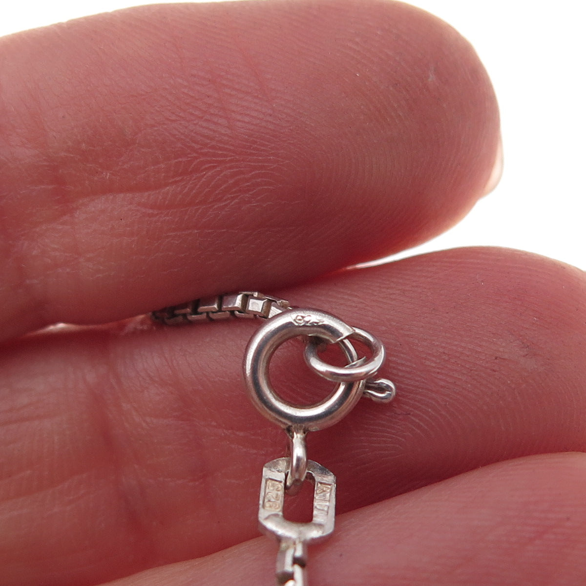 925 Sterling Silver Vintage Italy Round Box Chain Necklace 18"