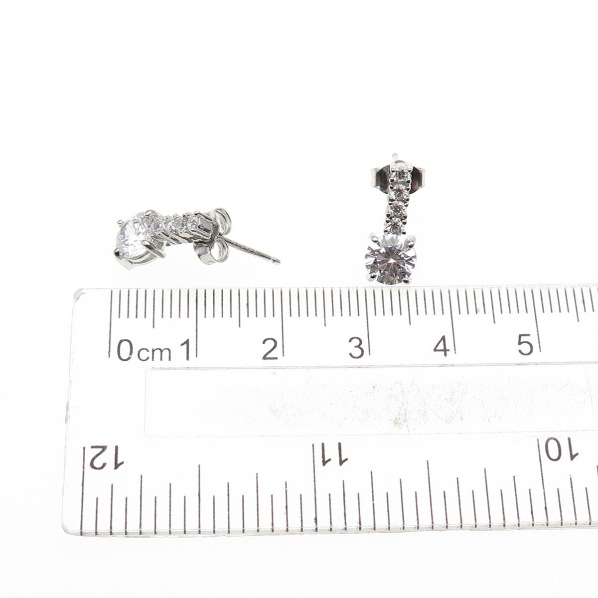 925 Sterling Silver Round-Cut C Z Drop Dangle Earrings