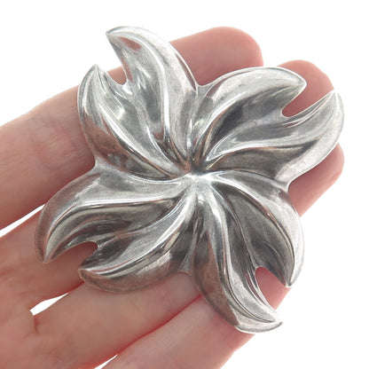 925 Sterling Silver Vintage Mexico Modernist Flower Oxidized Pin Pendant
