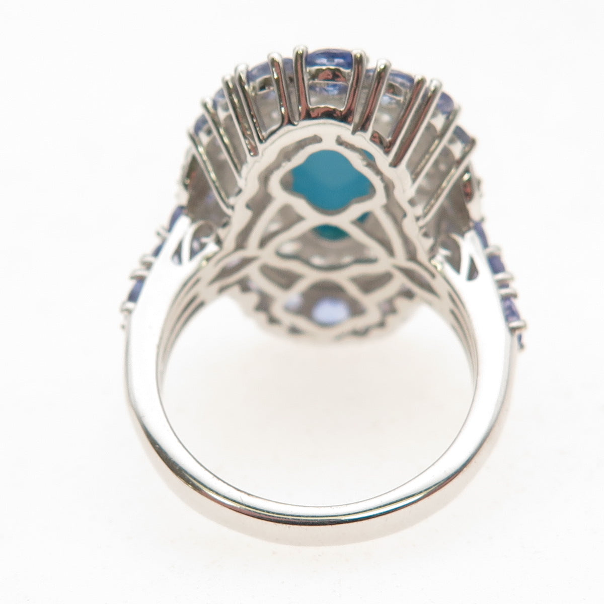 Chuck Clemency 925 Sterling Real Turquoise Tanzanite White Topaz Ring Size 8.25