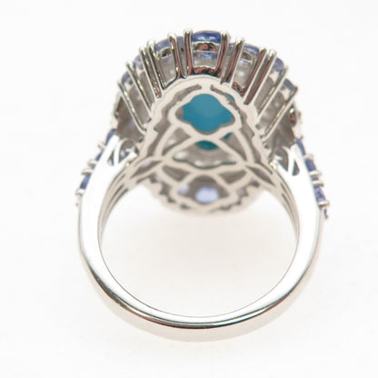 Chuck Clemency 925 Sterling Real Turquoise Tanzanite White Topaz Ring Size 8.25