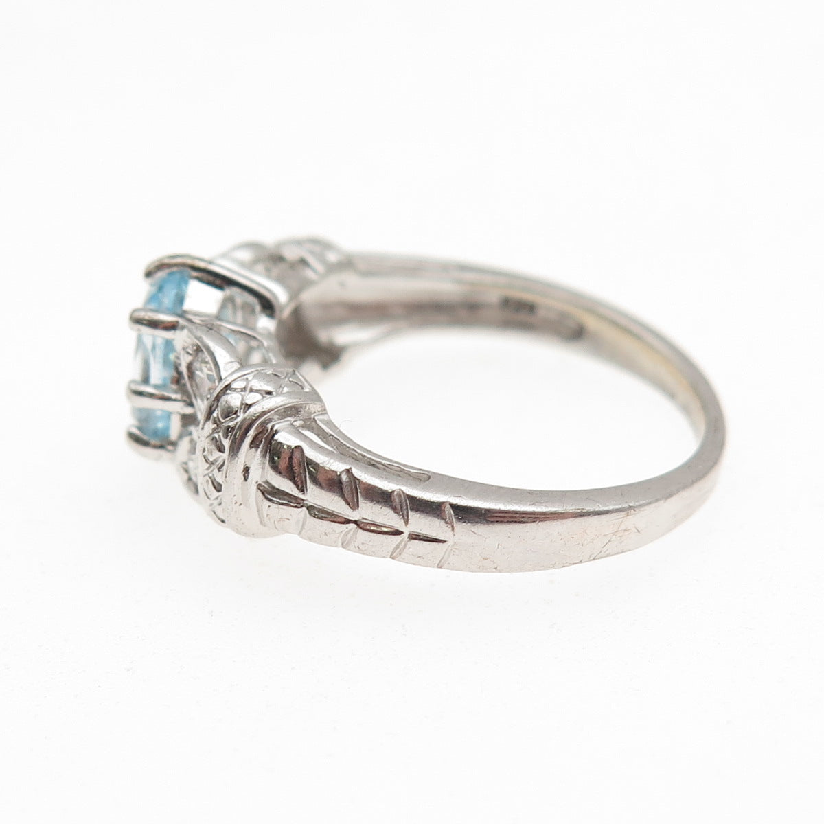 RJ Graziano 925 Sterling Silver Real Blue Topaz & C Z Ring Size 8