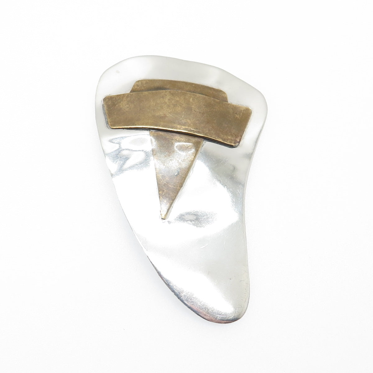 925 Sterling Silver 2-Tone Vintage Modernist Pin Brooch