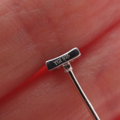 925 Sterling Silver Round-Cut C Z Princess Square Stud Earrings