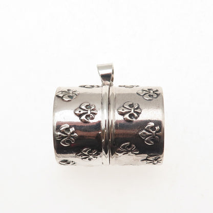 925 Sterling Silver Antique Art Deco Fleur de Lis Pill / Snuff Box Pendant