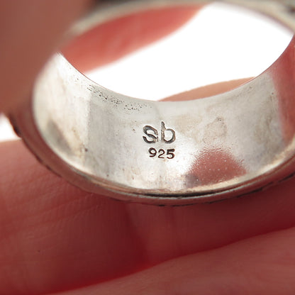 Sara Blaine 925 Sterling Silver Vintage Granulated Oxidized Band Ring Size 8.25