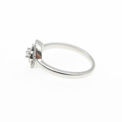 925 Sterling Silver Round-Cut C Z Flower Ring Size 6.5