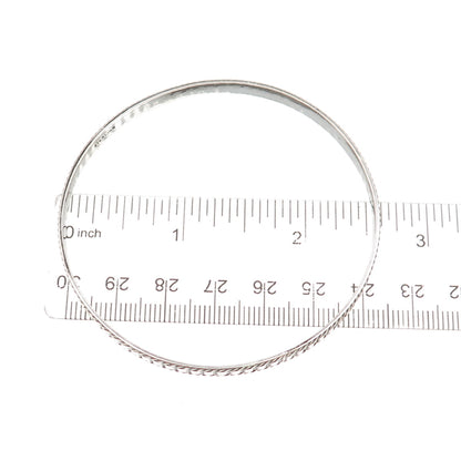 925 Sterling Silver Antique Art Deco Oxidized Ribbed Bangle Bracelet 8"