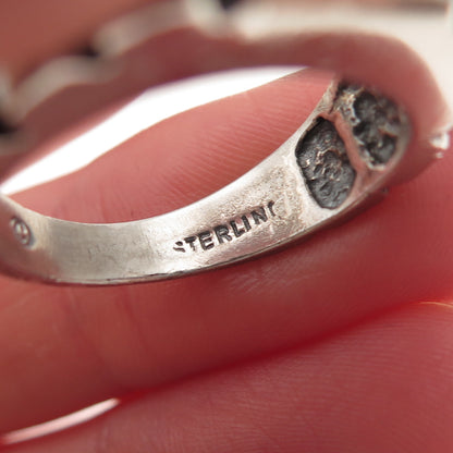 925 Sterling Silver Vintage Round-Cut C Z Oxidized Ring Size 8.75