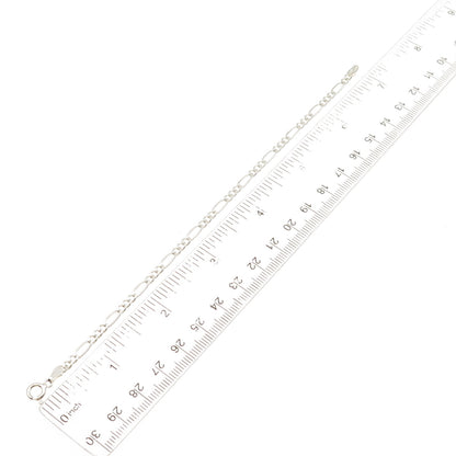 925 Sterling Silver Italy Figaro Link Bracelet 7"