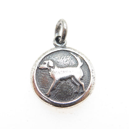 925 Sterling Silver Vintage Aquarius Zodiac & Dog Chinese Horoscope Mini Pendant