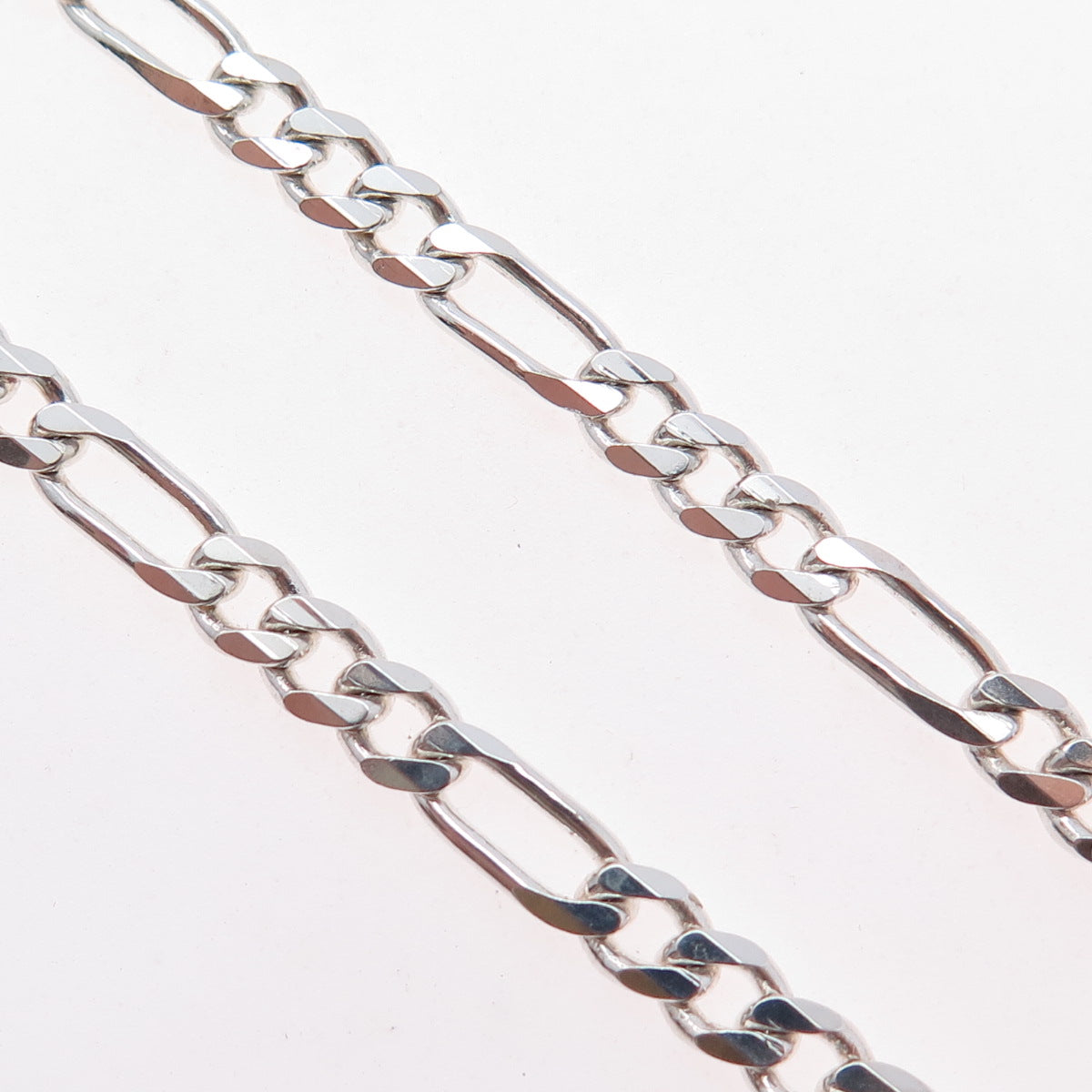 925 Sterling Silver Vintage Italy Figaro Chain Necklace 22"