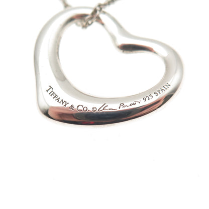 Tiffany & Co. Elsa Peretti Sterling Silver Vintage Open Heart Chain Necklace 16"