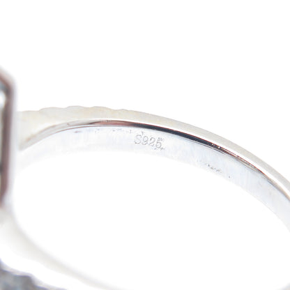 925 Sterling Silver Canary Pear-Cut & White Round-Cut Shaped C Z Ring Size 6.25