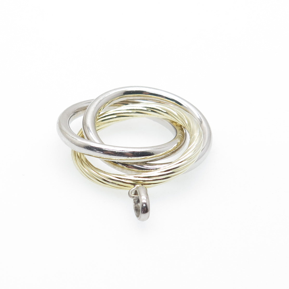 925 Sterling Silver 2-Tone Vintage Interlocked Trinity Knot Charm Pendant