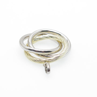 925 Sterling Silver 2-Tone Vintage Interlocked Trinity Knot Charm Pendant