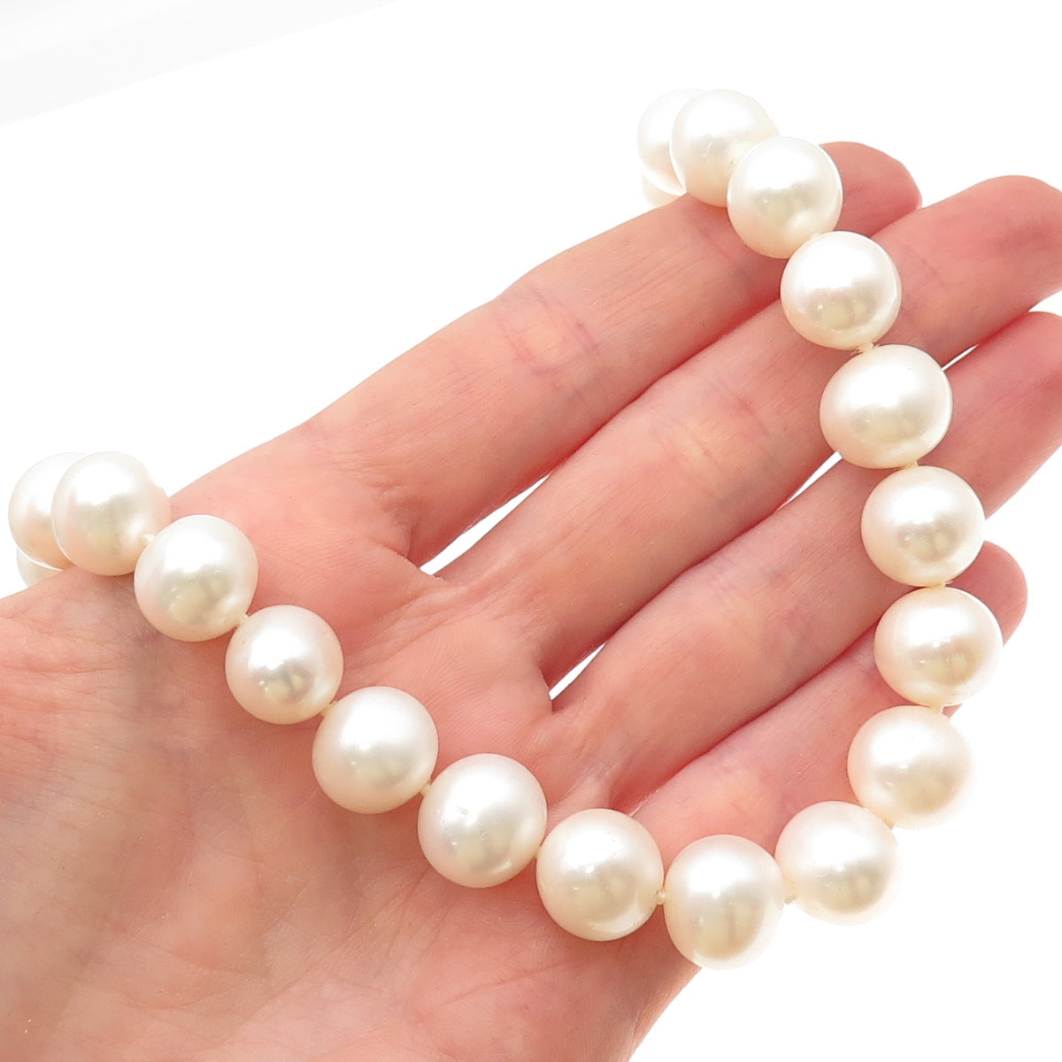 LUCAS LAMETH 925 Sterling Silver Vintage Real Baroque Pearl Beaded Necklace 20"