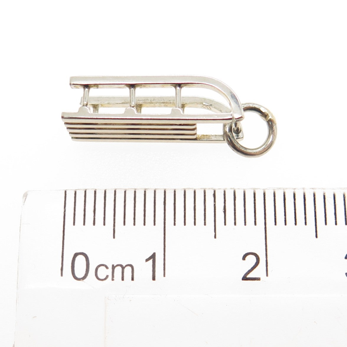 800 Silver Antique Art Deco CHN Sled Minimalist 3D Charm Pendant