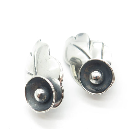 925 Sterling Silver Vintage Hand Made Leaf Earrings