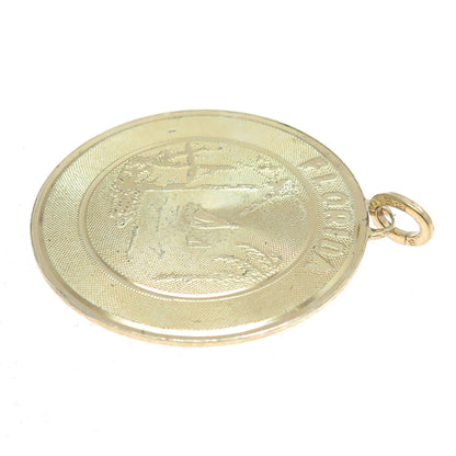 BEAU 925 Sterling Silver Gold Plated Vintage Florida Round Tag Charm Pendant