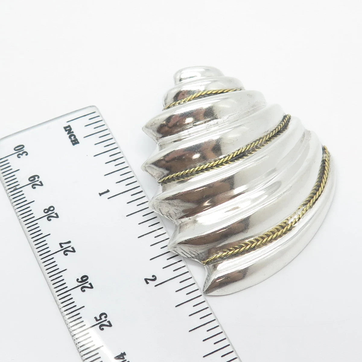 925 Sterling Silver 2-Tone Vintage Mexico Ribbed Pendant
