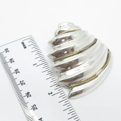 925 Sterling Silver 2-Tone Vintage Mexico Ribbed Pendant