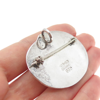 925 Sterling Silver Vintage Mexico Seashell Oxidized Pin Brooch / Pendant
