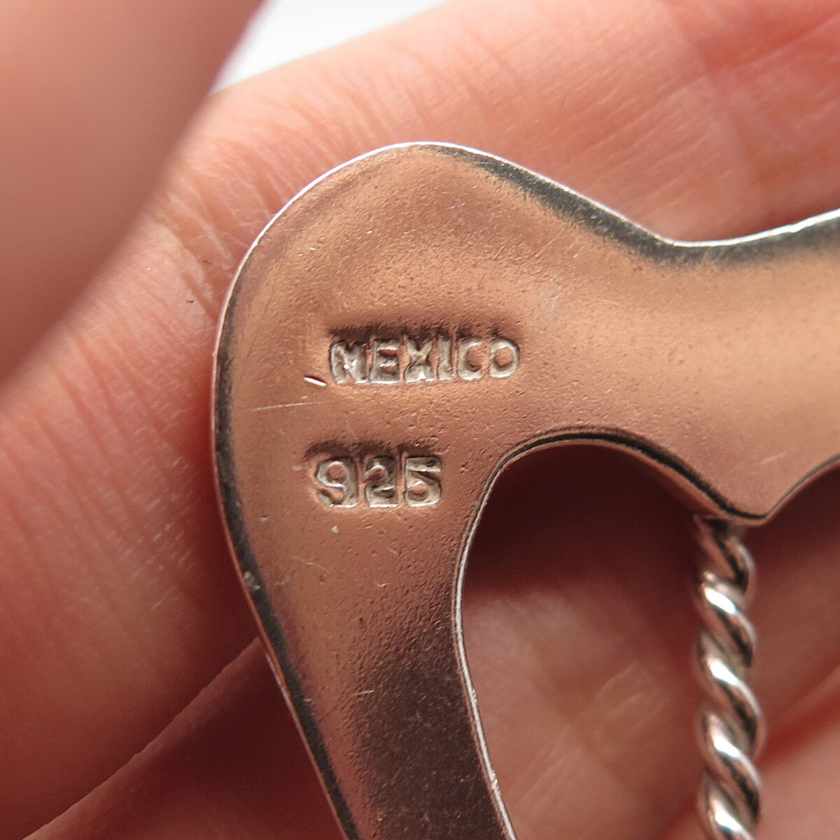 925 Sterling Silver Vintage Mexico Modernist Open Heart Pin Brooch