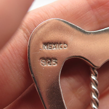 925 Sterling Silver Vintage Mexico Modernist Open Heart Pin Brooch