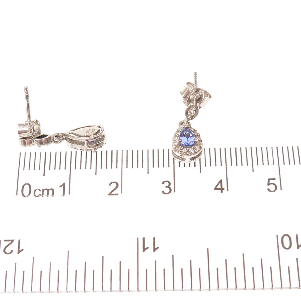 D'Joy 925 Sterling Silver Real Tanzanite & White Topaz Infinity Dangle Earrings