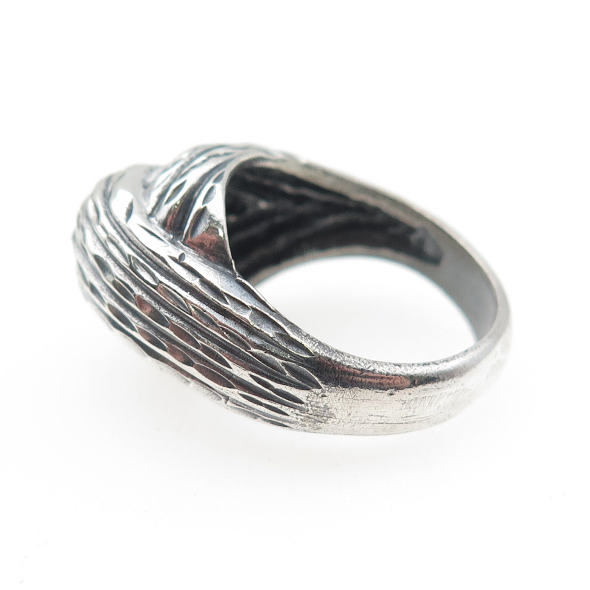 925 Sterling Silver Vintage Modernist Dome Oxidized Ring Size 6