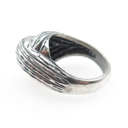 925 Sterling Silver Vintage Modernist Dome Oxidized Ring Size 6