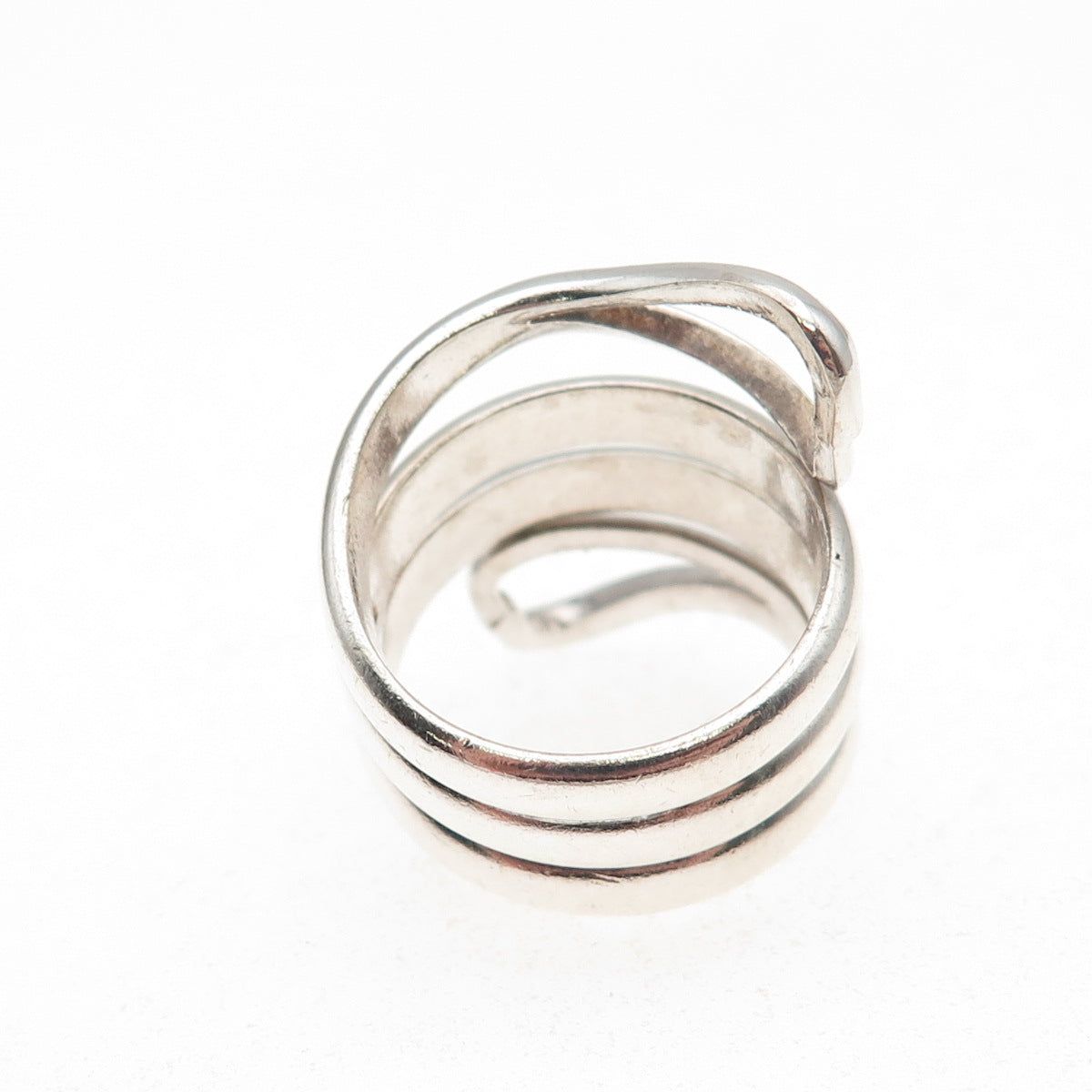 925 Sterling Silver Vintage Modernist Wrap Ring Size 6