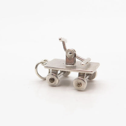 925 Sterling Silver Vintage Hand Trolley Movable Charm Pendant