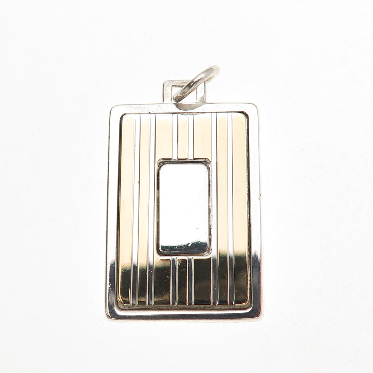 Anson 925 Sterling Silver 18K Gold Vintage Rectangle Tag Charm Pendant