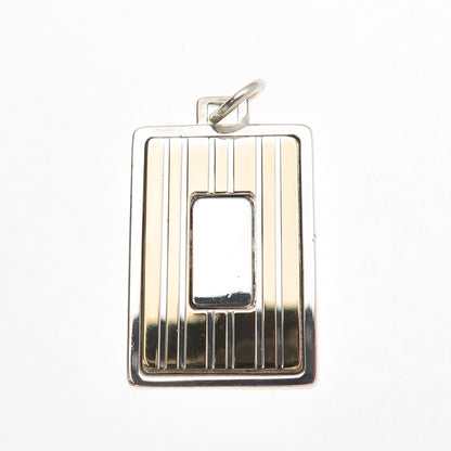 Anson 925 Sterling Silver 18K Gold Vintage Rectangle Tag Charm Pendant