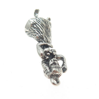 925 Sterling Silver Vintage Hawaiian Hula Dancer 3D Charm Pendant
