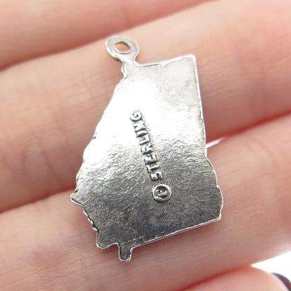 FRENCH & FRANKLIN 925 Sterling Silver Vintage Georgia State Map Charm Pendant