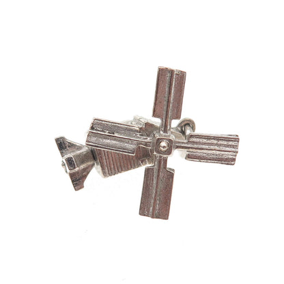 925 Sterling Silver Vintage Windmill 3D Mini Charm Pendant