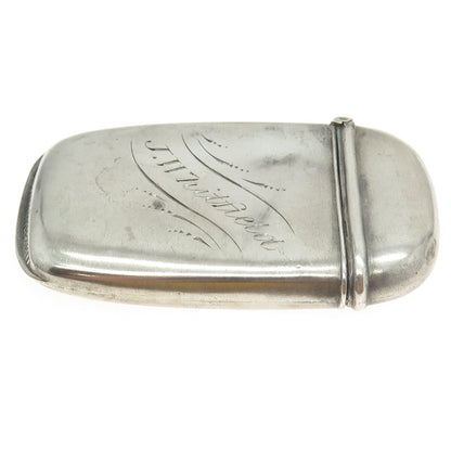 925 Sterling Silver Antique Art Deco Engraved "J. Whitfield" Match / Vesta Case