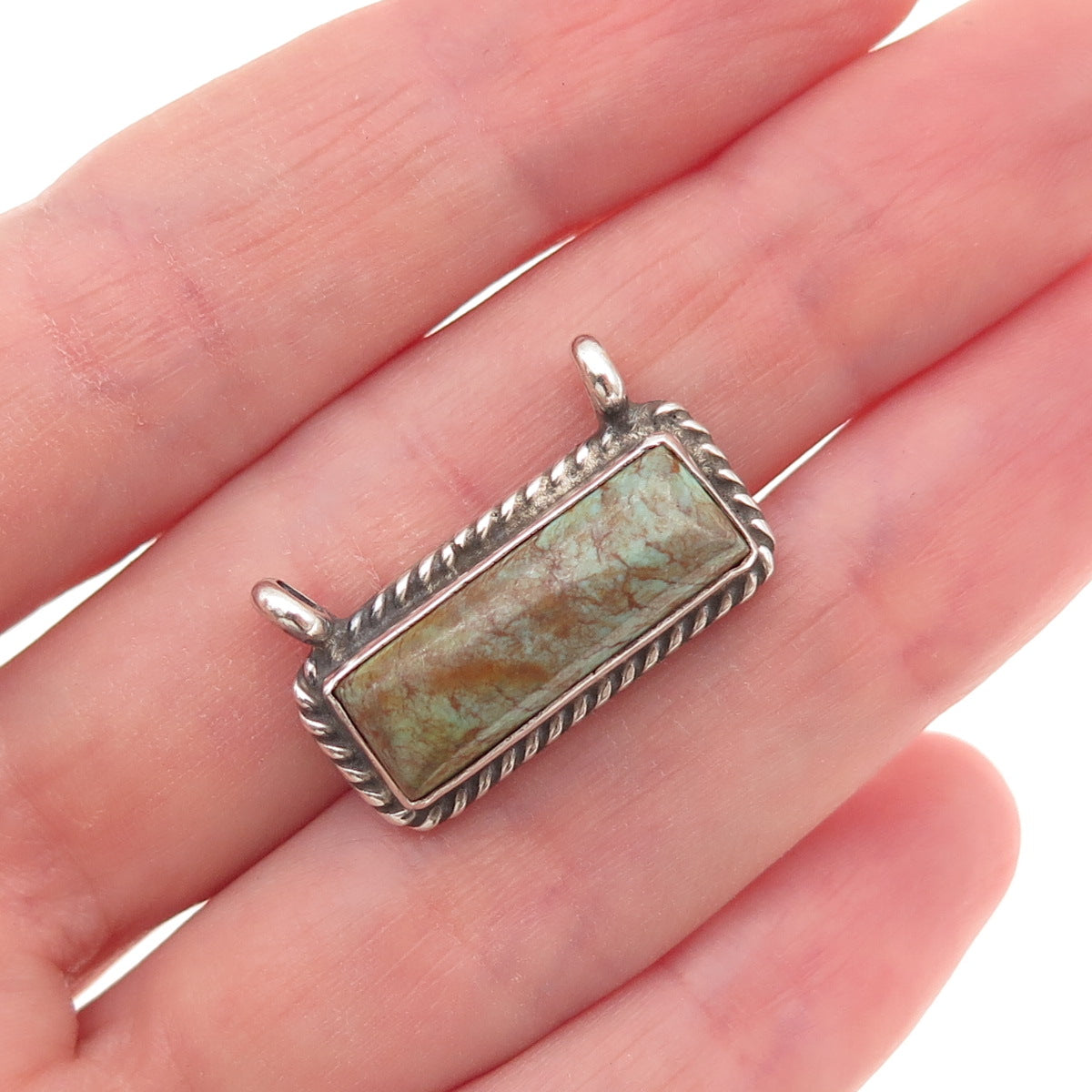 Augustine Largo Navajo Old Pawn Sterling Silver Vintage Turquoise Slide Pendant