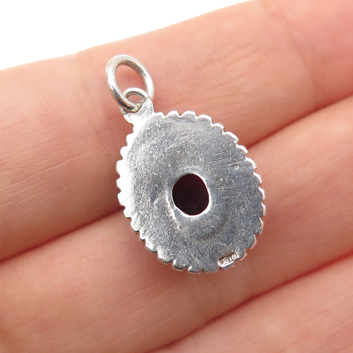 925 Sterling Silver Vintage Real Tourmaline Southwestern Mini Charm Pendant