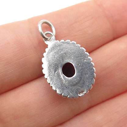 925 Sterling Silver Vintage Real Tourmaline Southwestern Mini Charm Pendant