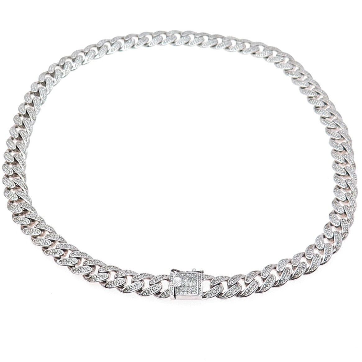 925 Sterling Silver REL Round-Cut C Z Heavy 155.8g Cuban Chain Necklace 22"