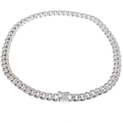 925 Sterling Silver REL Round-Cut C Z Heavy 155.8g Cuban Chain Necklace 22"