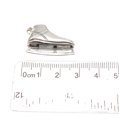 925 Sterling Silver Antique China Ice Skate Oxidized 3D Charm Pendant