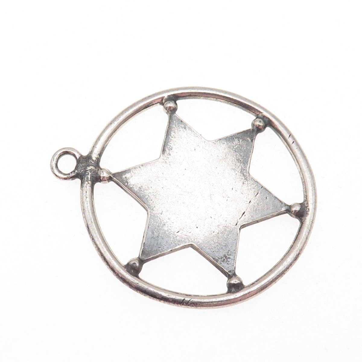 925 Sterling Silver Vintage Star of David Oxidized Pendant